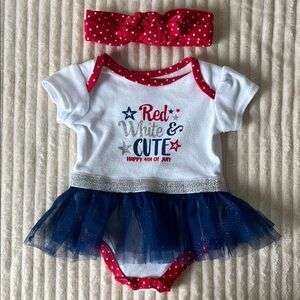 $3💗 Baby Essentials 4th of July Red, White and Blue Baby Girl Outfit